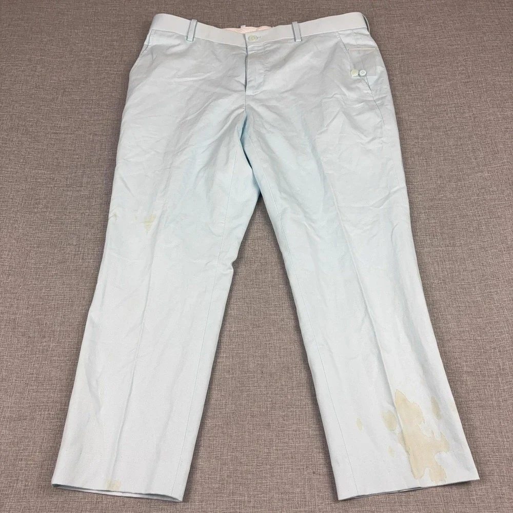 Mode Of One Suit Pants Mens 36x35 Light Blue Linen Blend Slim Fit 2 Piece
